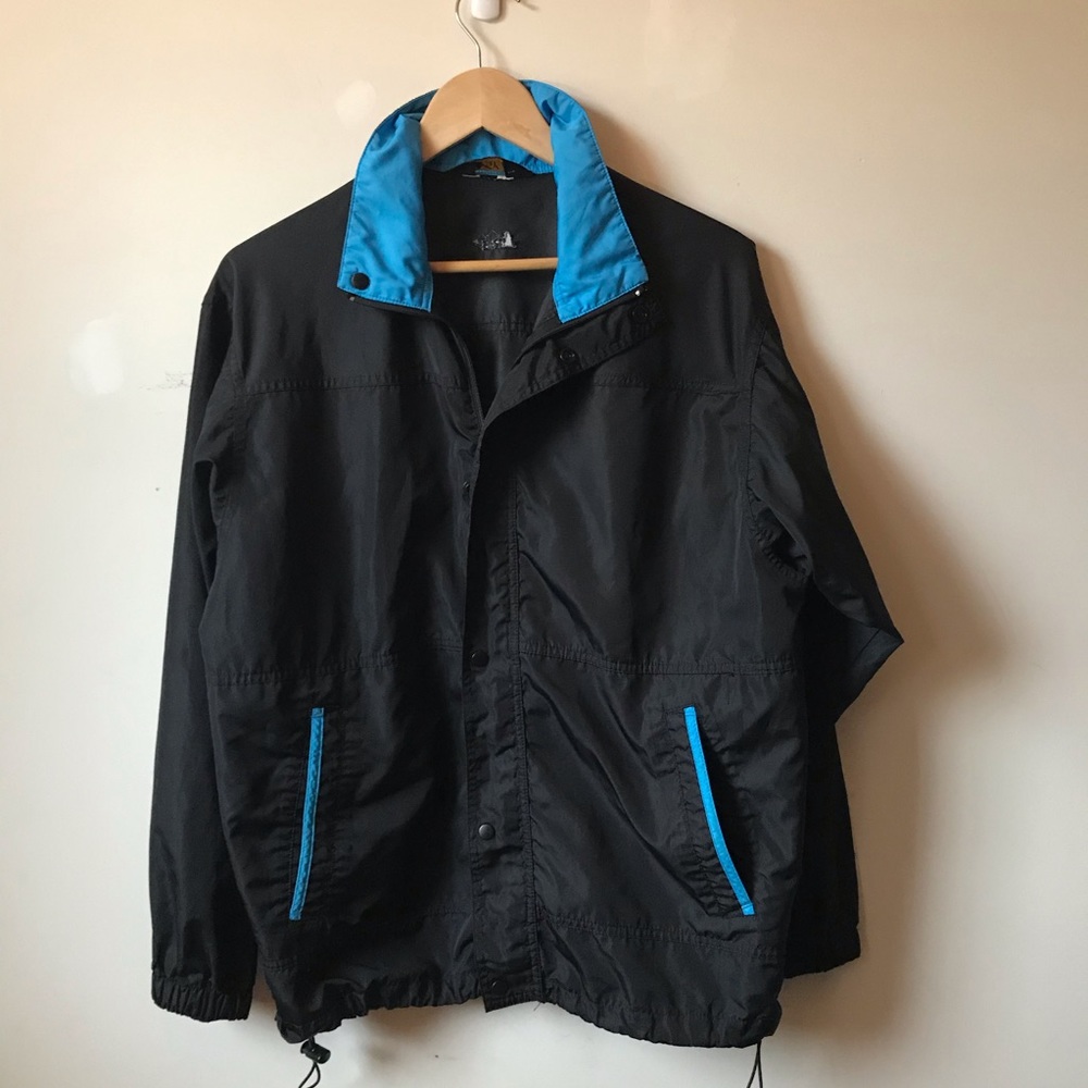 REI Lightweight Runners Jacket Blk Blue Zipper